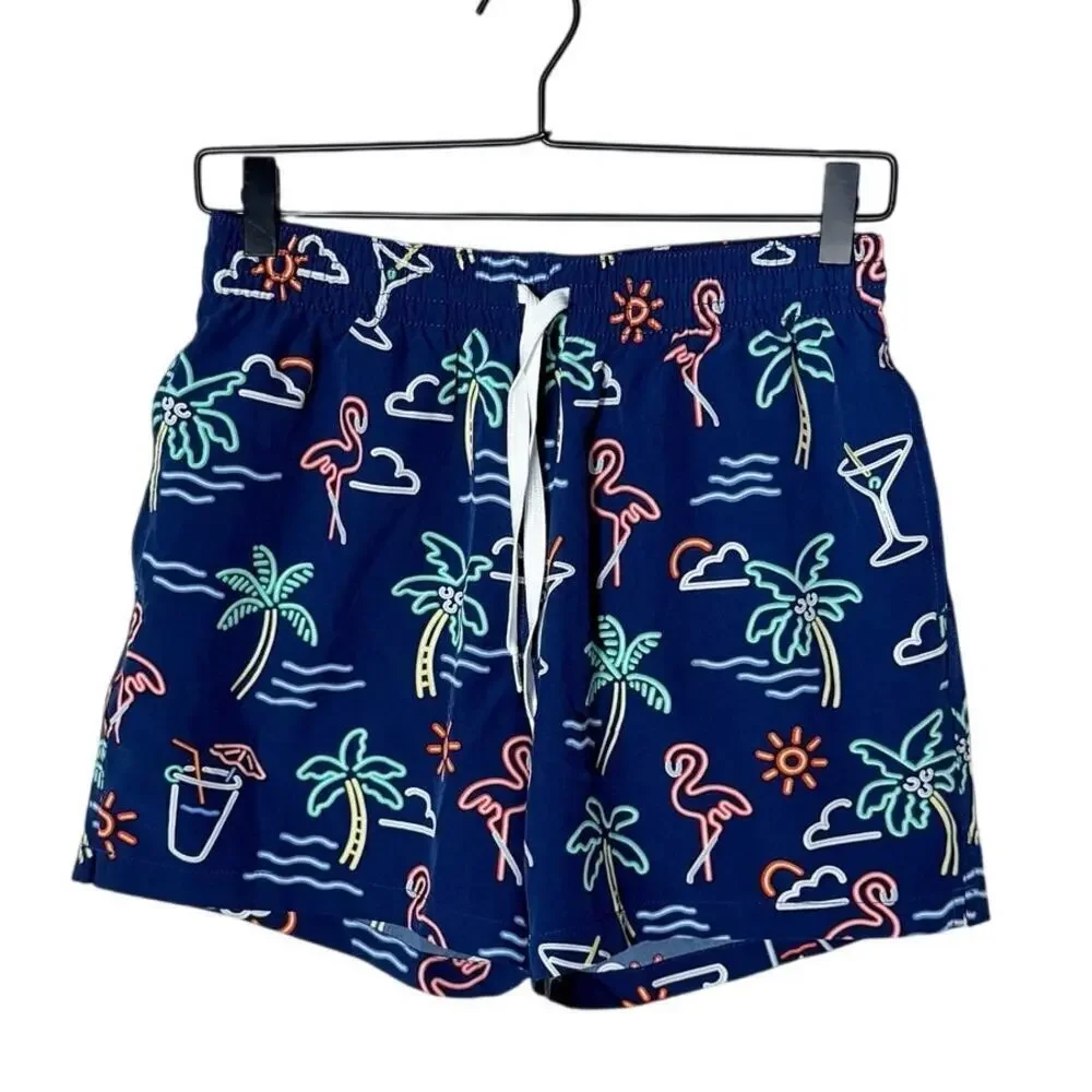 Chubbies The Classic Swim Trunk in Neon Lights Navy Blue 5.5